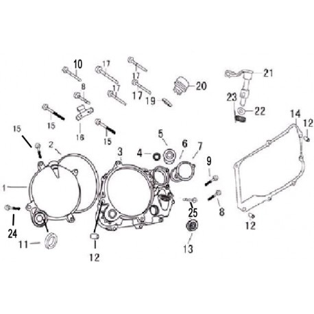 CARTER COPRI FRIZIONE + GUARNIZIONE - blocco motore pit bike krz 170 kayo 4 tempi