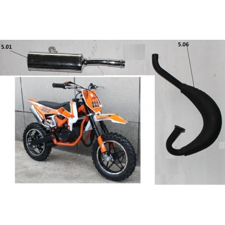 MARMITTA MINICROSS FALCO - espansione + silenziatore minimoto cross 2 tempi 49cc