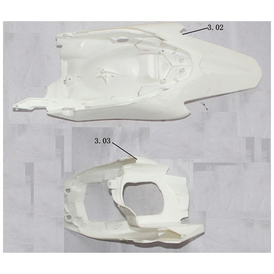 SET PLASTICA PARAFANGO LATERALI POSTERIORE MINICROSS MORINI 65cc - minimoto cross lem ktm